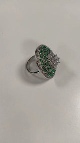 Floral American Diamond Cocktail Ring in Brass