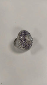 Floral American Diamond Cocktail Ring in Brass
