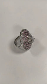 Floral American Diamond Cocktail Ring in Brass