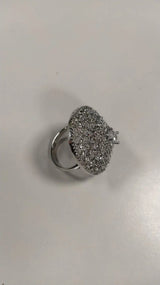 Floral American Diamond Cocktail Ring in Brass