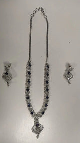 Geometric Cut Lavender American Diamond Necklace and Earrings Set