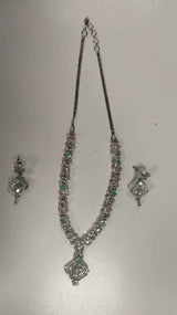 Geometric Cut Lavender American Diamond Necklace and Earrings Set
