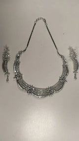 Layered Floral Stone Studded Brass Necklace Set in Gold