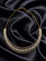 Marquise Stone Studded Brass Necklace and Earring Set
