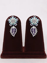 Purple Mint Floral American Diamond Brass Necklace Set