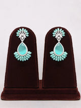 Pink and Sea Green American Diamond Teardrop Necklace Set