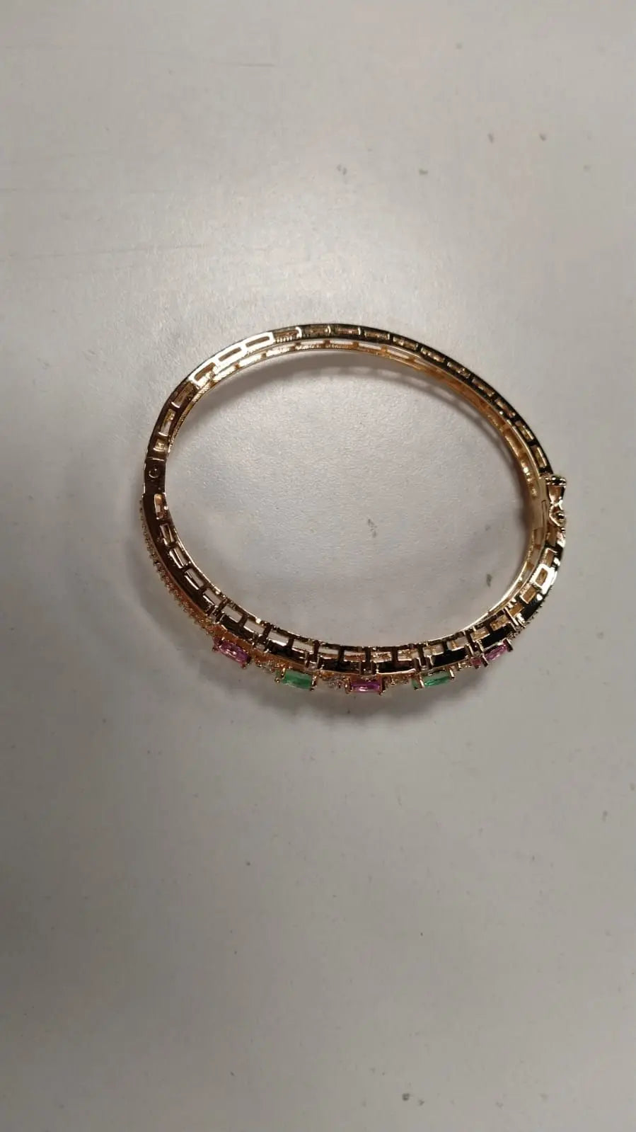 Pink and Green American Diamond Brass Bangles