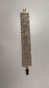 Golden Brass Statement Bracelet with Zircon Stones