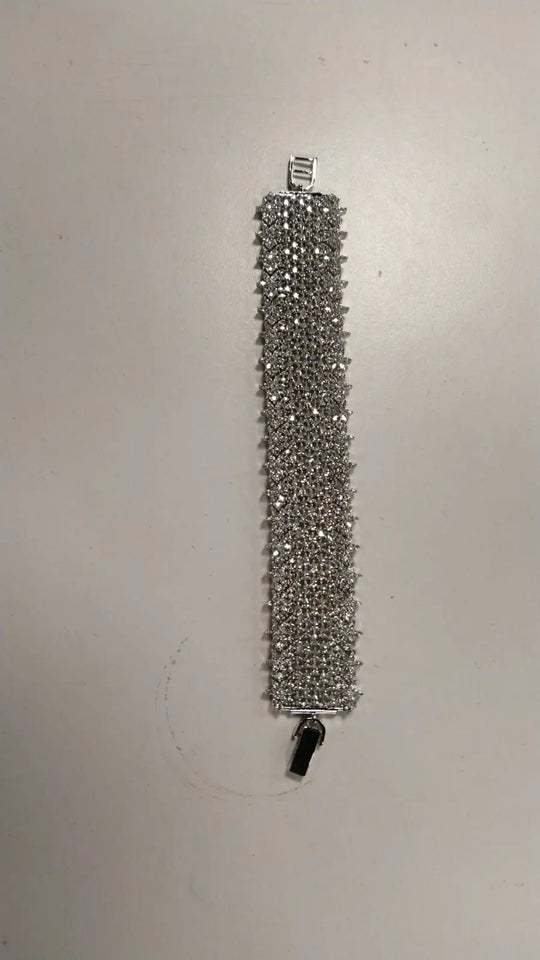 Golden Brass Statement Bracelet with Zircon Stones