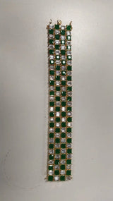 Square Cut Stone Studded Brass Statement Bracelet