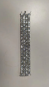 Square Cut Stone Studded Brass Statement Bracelet
