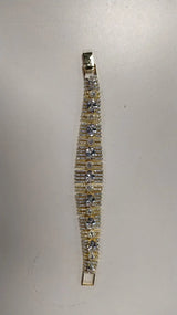 Zircon Stone Studded Gold Tone Brass Statement Bracelet