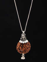 Five Mukhi Rudraksha and Lord Shiva Sterling Silver Pendant