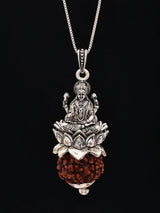 Five Mukhi Rudraksha Goddess Lakshmi Sterling Silver Pendant