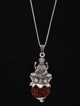 Five Mukhi Rudraksha Goddess Lakshmi Sterling Silver Pendant