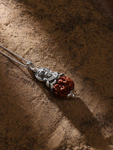 Five Mukhi Rudraksha and Lord Hanuman Sterling Silver Pendant