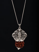 Lord Vishnu and Sheshnaga Five Mukhi Rudraksha Silver Pendant
