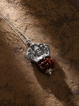 Lord Vishnu and Sheshnaga Five Mukhi Rudraksha Silver Pendant
