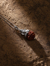 Five Mukhi Rudraksha and Lord Ganesha Sterling Silver Pendant
