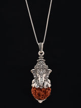Five Mukhi Rudraksha Sterling Silver Ganesha Pendant