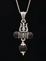 Trishul Damru and Karungali Sterling Silver Pendant