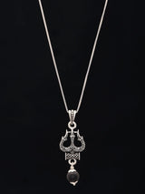 Trishul Damru and Karungali Sterling Silver Pendant
