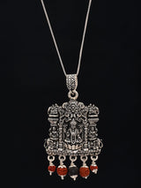 Goddess Lakshmi Temple Silver Pendant with Rudraksha