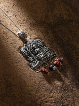 Goddess Lakshmi Temple Silver Pendant with Rudraksha