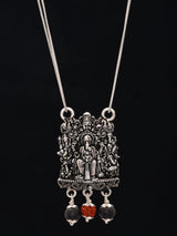 Sterling Silver Lord Ganesha Pendant with Karungali Rudraksha