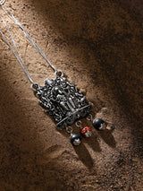 Sterling Silver Lord Ganesha Pendant with Karungali Rudraksha