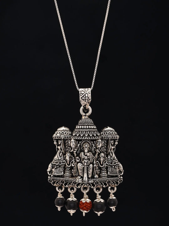 Lord Ganesha Karungali Rudraksha Sterling Silver Pendant