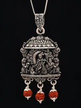 Fluting Krishna Karungali Rudraksha Sterling Silver Pendant