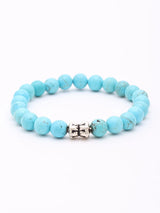 Genuine Turquoise Beaded Sterling Silver Stretch Bracelet