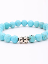 Genuine Turquoise Beaded Sterling Silver Stretch Bracelet