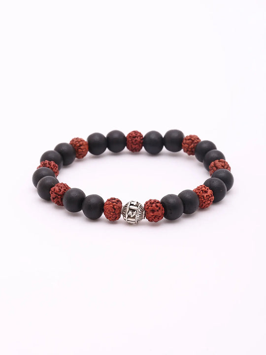 Karungali Rudraksha and Sterling Silver Stretch Bracelet