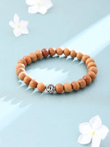 Red Sandalwood Beaded Sterling Silver Stretch Bracelet
