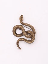 Serpent Motif Antiqued Brass Brooch