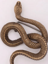 Serpent Motif Antiqued Brass Brooch