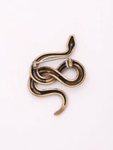 Serpent Motif Antiqued Brass Brooch