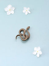 Serpent Motif Antiqued Brass Brooch