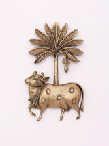 Kamadhenu Cow and Kalpavriksha Tree Brass Brooch