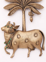 Kamadhenu Cow and Kalpavriksha Tree Brass Brooch