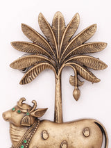 Kamadhenu Cow and Kalpavriksha Tree Brass Brooch