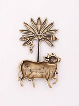 Kamadhenu Cow and Kalpavriksha Tree Brass Brooch