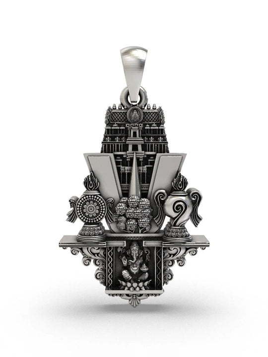 Tirupati Balaji Temple Sterling Silver Pendant