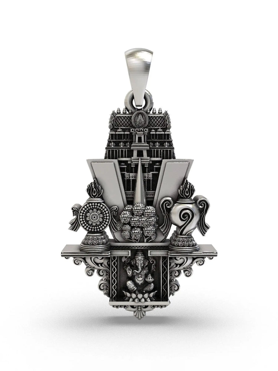Tirupati Balaji Temple Sterling Silver Pendant