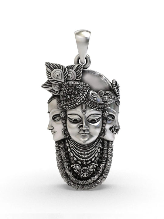 Trimukhi Shrinathji Sterling Silver Pendant