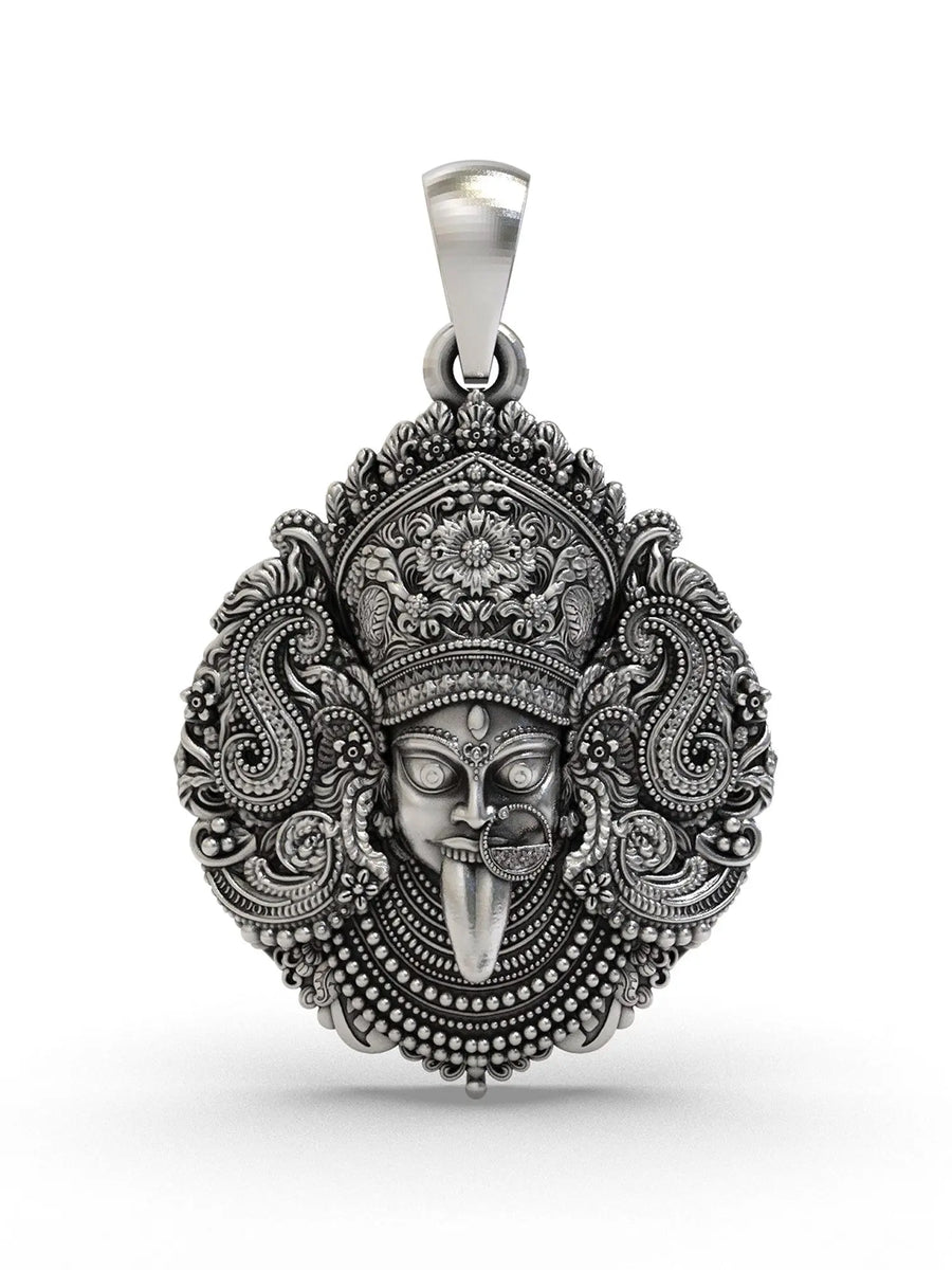 Goddess Kali Face Sterling Silver Pendant