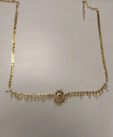 Peacock Motif Brass Kamarband with Pearl Drops