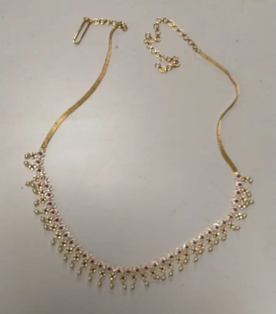Pearl Drop Brass Kamarbandh Waist Chain with Stone Studding
